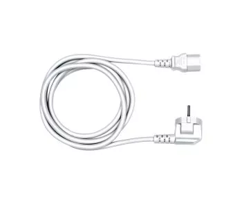 Cavo di rete Europa CEE 7/7 90° a C13, 0,75mm², VDE, bianco, scatola DINIC con foro Euro, lunghezza 1,80m